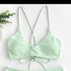 Zaful Mint Green Strappy Bikini Top